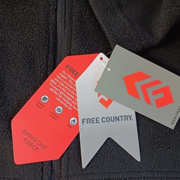 FREE COUNTRY mens Jacket Jet Black Zip-Up Hang Out Fleece Size Small - Picture 6 of 9